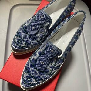 Donald J. Pliner Blue Beaded Loafers